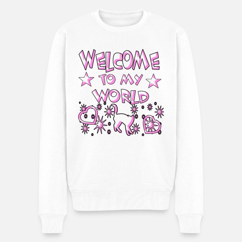Katze - Männer Premium Bio Pullover - Weiß