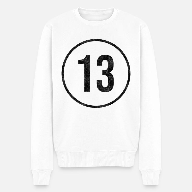 13 - Männer Premium Bio Pullover - Weiß
