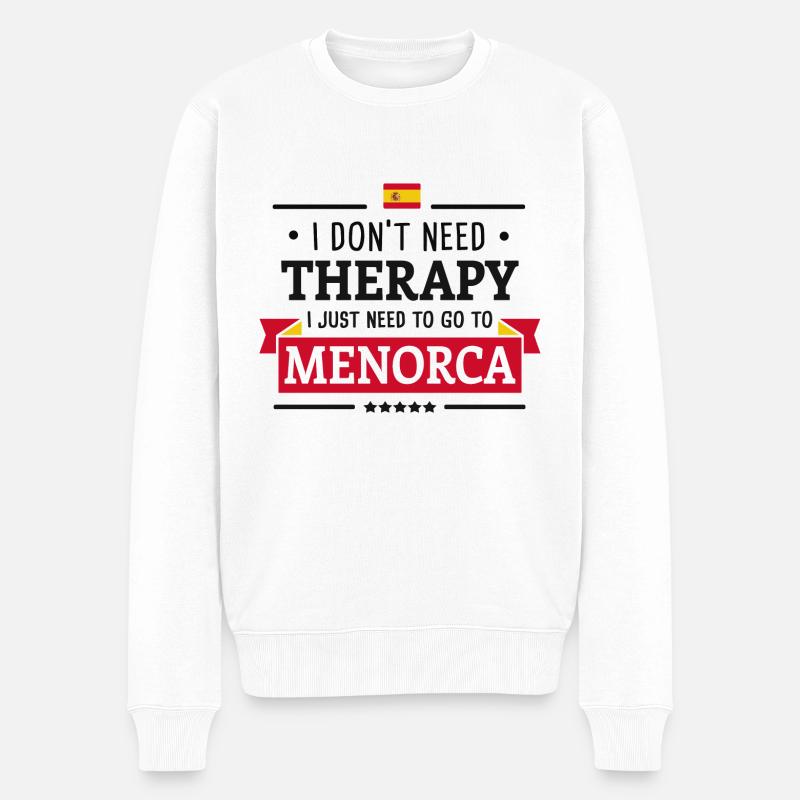 MINORQUE THERAPY BALEARES ESPAGNE VACANCES CADEAU - Pull Premium bio Homme - blanc