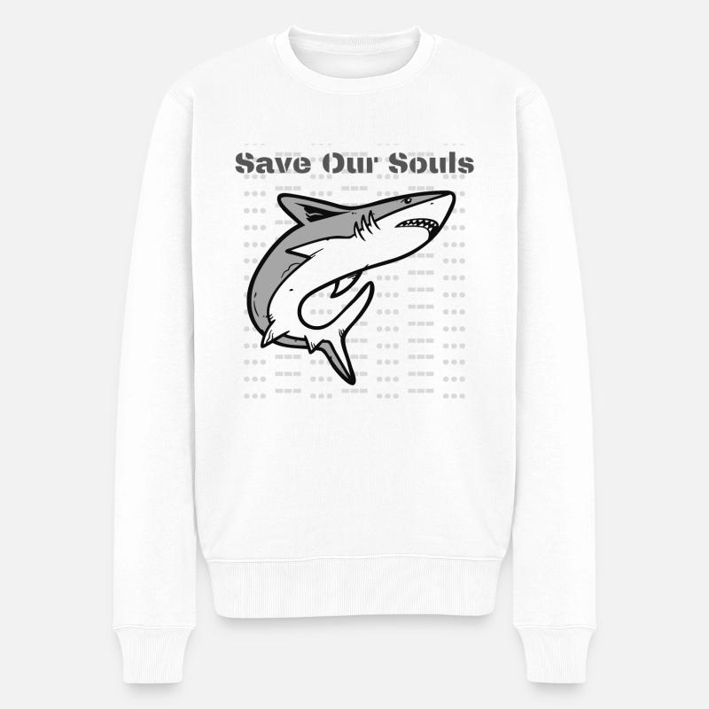 Save Our Souls Shark - Pull Premium bio Homme - blanc