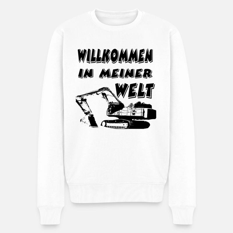 Bagger - Männer Premium Bio Pullover - Weiß