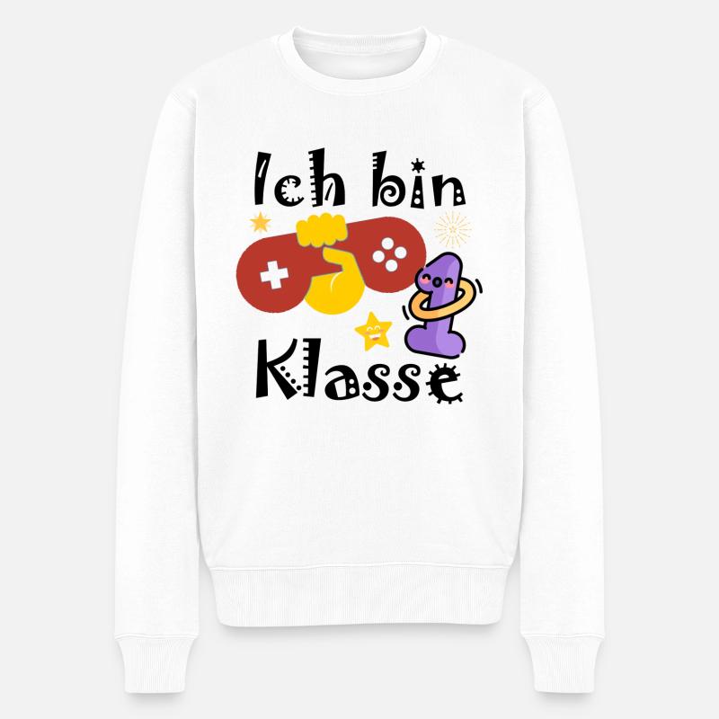 ich bin 1 klasse gamer schüler geschenk - Männer Premium Bio Pullover - Weiß