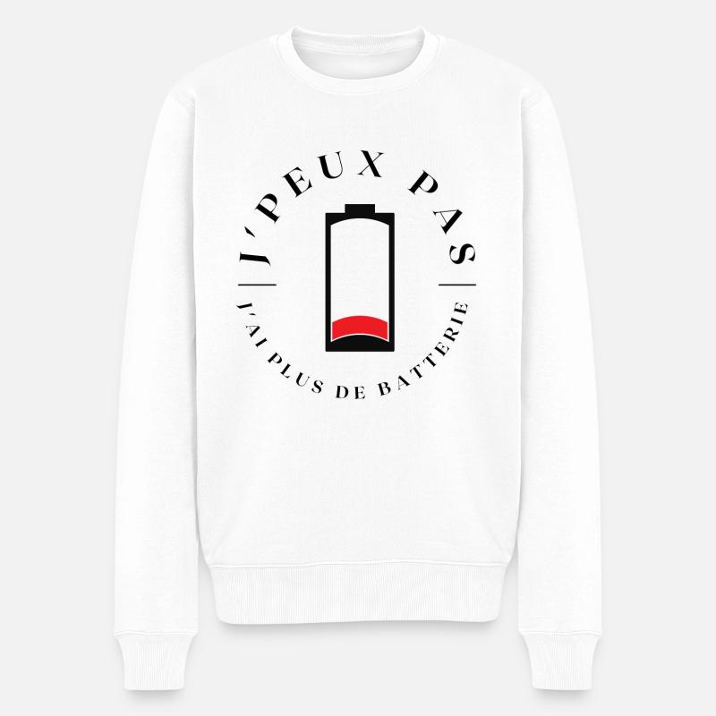 J'peux pas j'ai plus de batterie - Pull Premium bio Homme - blanc