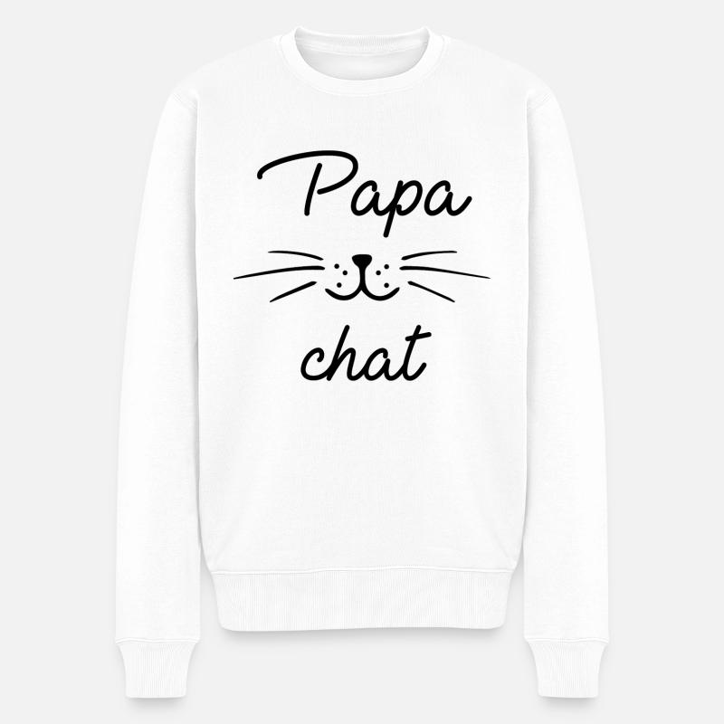 Papa chat - Pull Premium bio Homme - blanc