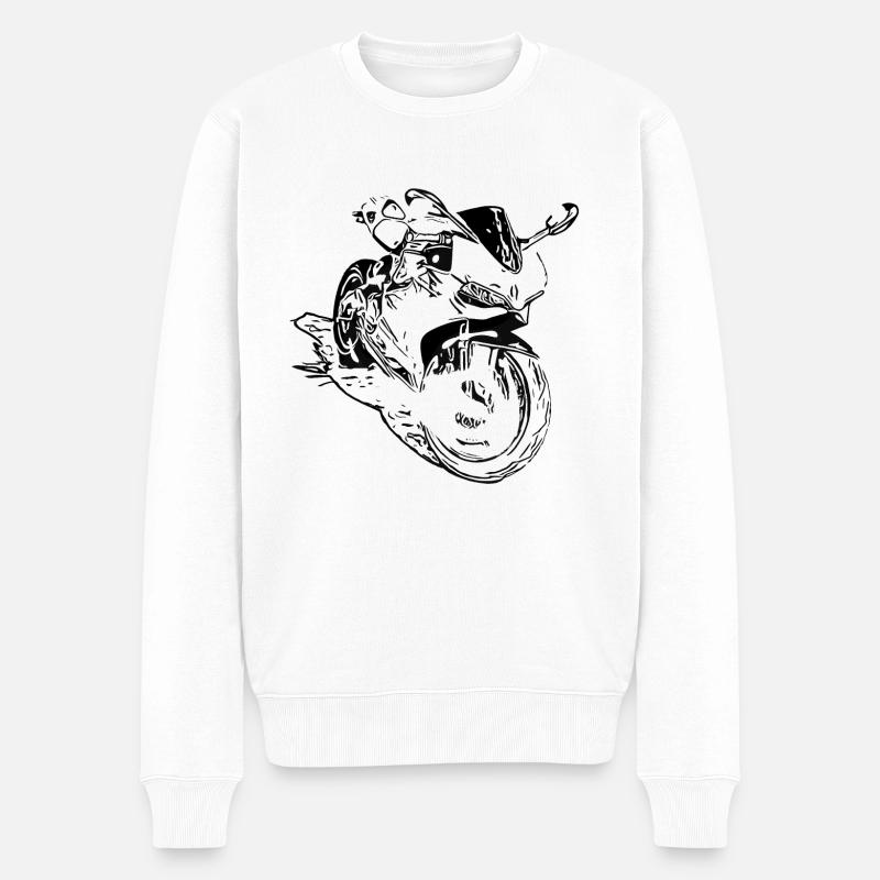 Sportmotorrad - Männer Premium Bio Pullover - Weiß