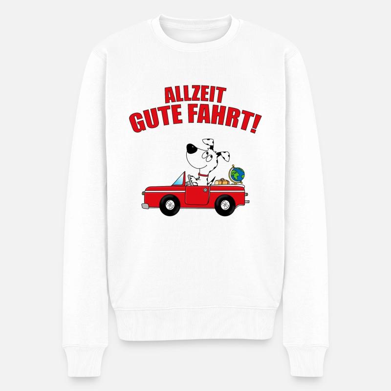 ALLZEIT GUTE FAHRT! - HUND - AUTO - FÜHRERSCHEIN - Männer Premium Bio Pullover - Weiß
