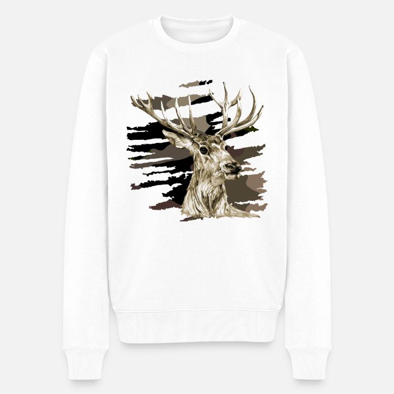 Cerf - Pull Premium bio Homme - blanc