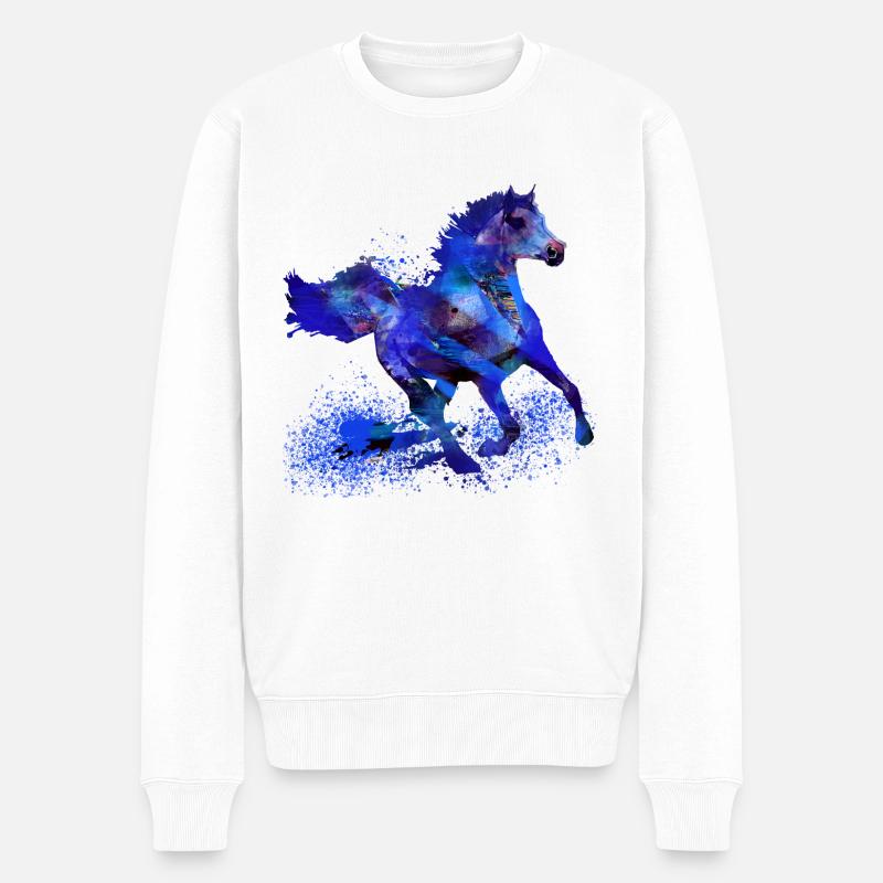pferd , blau,graffiti ,malerei,hengst - Männer Premium Bio Pullover - Weiß