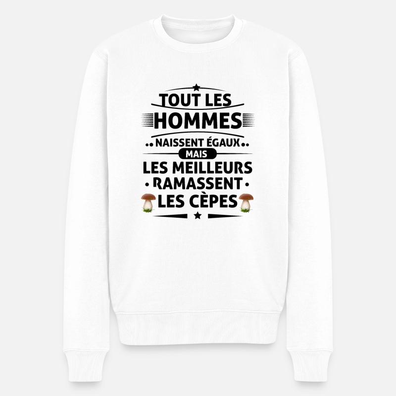 Les Meilleures ramassent les cèpes - Pull Premium bio Homme - blanc