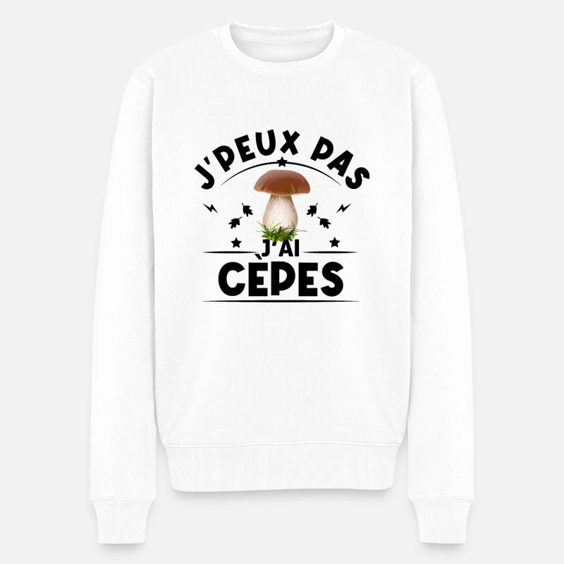 Je peux pas j'ai cèpes humour champignons cèpes - Pull Premium bio Homme - blanc