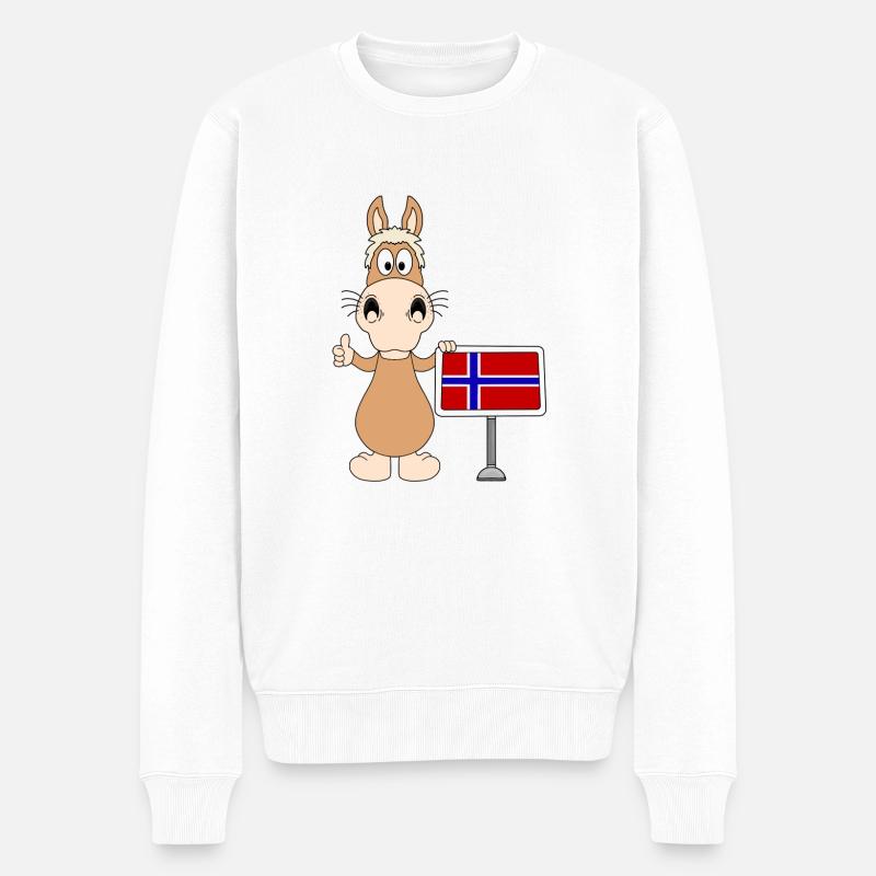 PFERD - NORWEGISCHES FJORDPFERD - NORWEGEN - Männer Premium Bio Pullover - Weiß