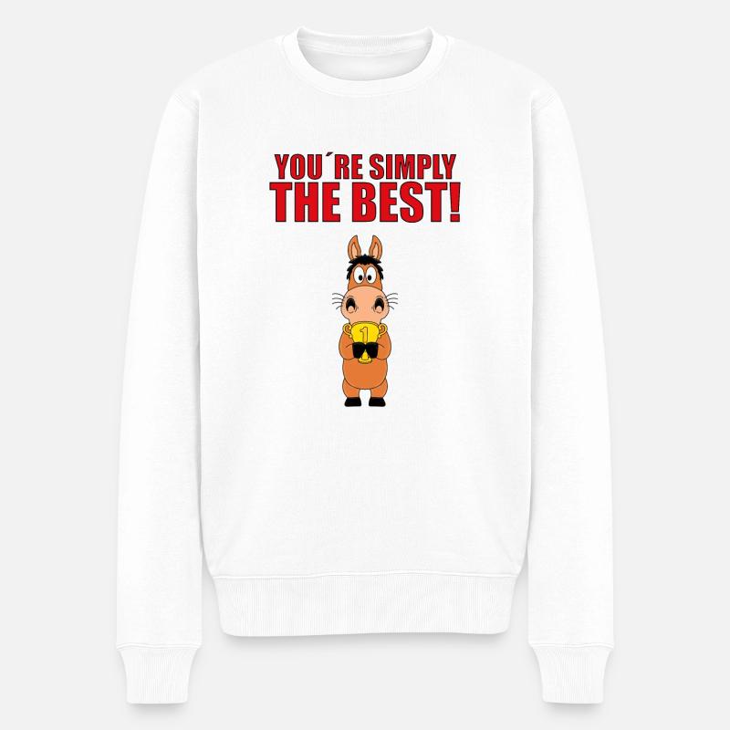 PFERD - POKAL - YOU´RE SIMPLY THE BEST! - Männer Premium Bio Pullover - Weiß