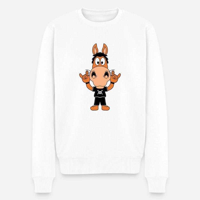 PFERD - MUSIK - ROCK - HEAVY METAL - TIERISCH - Männer Premium Bio Pullover - Weiß