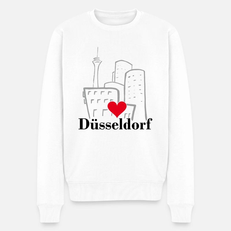 Düsseldorf, Stadt, Kö, Deutschland - Männer Premium Bio Pullover - Weiß