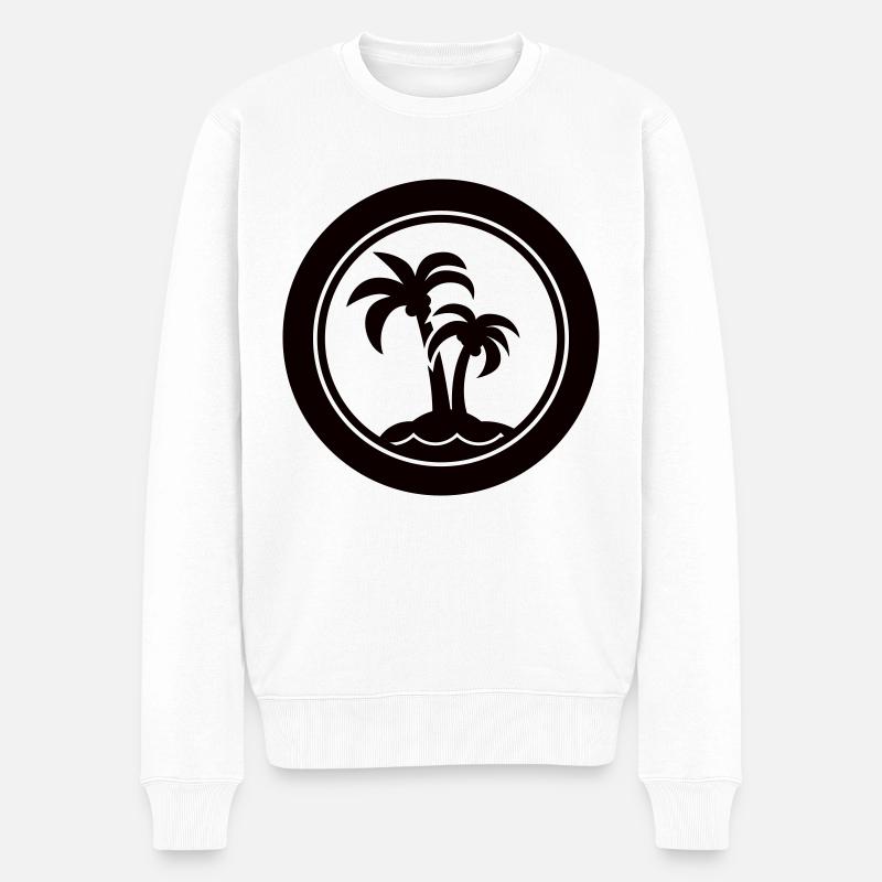 Palmen Design - Männer Premium Bio Pullover - Weiß