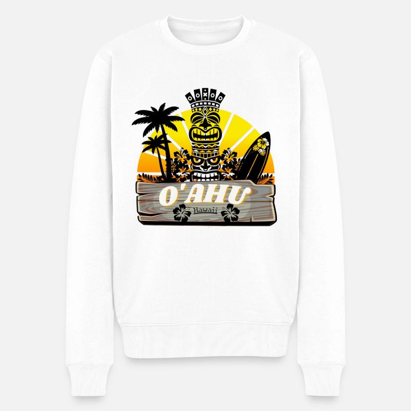 O 'ahu Hawaï logo - Pull Premium bio Homme - blanc