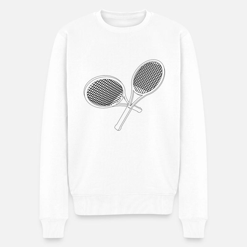 Tennisschläger - Männer Premium Bio Pullover - Weiß