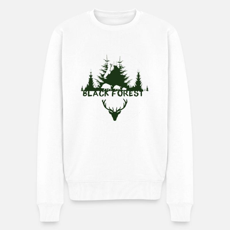 schwarzwald,Jäger,wild,wald,hirsch,Adler,geweih - Männer Premium Bio Pullover - Weiß