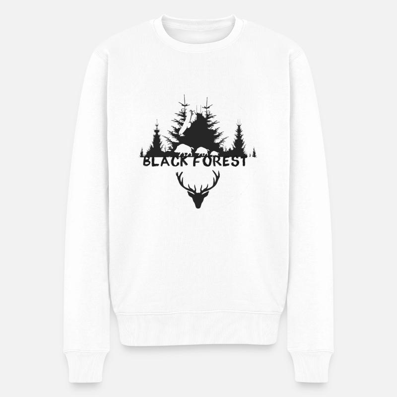 black forest,Jäger,wild,wald,hirsch,Adler,geweih - Männer Premium Bio Pullover - Weiß