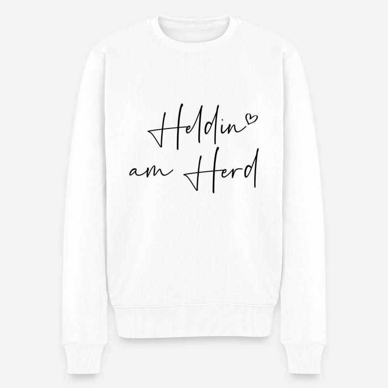 Heldin am Herd - Männer Premium Bio Pullover - Weiß