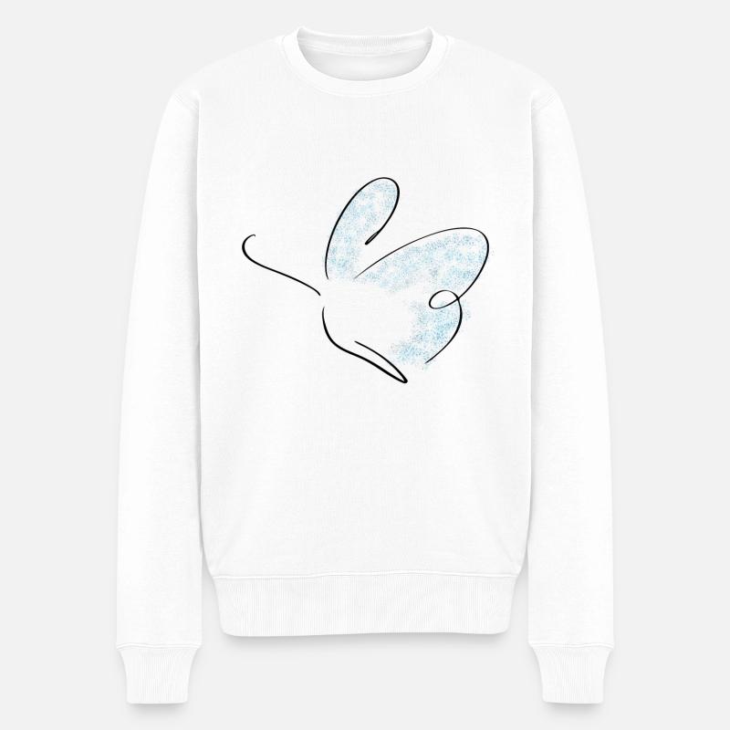 Schmetterling Line Art - Minimalistisch mit Farbe - Männer Premium Bio Pullover - Weiß