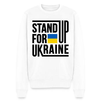 Défendez l’Ukraine avec un drapeau - Pull Premium bio Homme - blanc - Devant - Thijin (182cm)