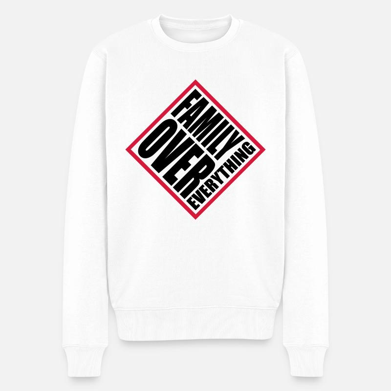 Family Over Everything - Männer Premium Bio Pullover - Weiß