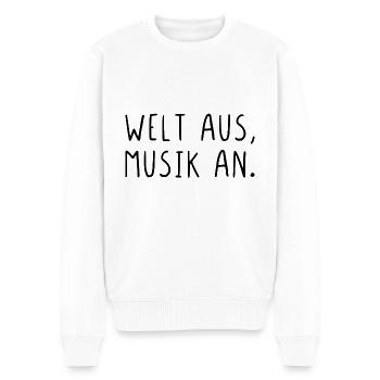 Welt aus Musik an - Männer Premium Bio Pullover - Weiß - Vorne - Thijin (182cm)
