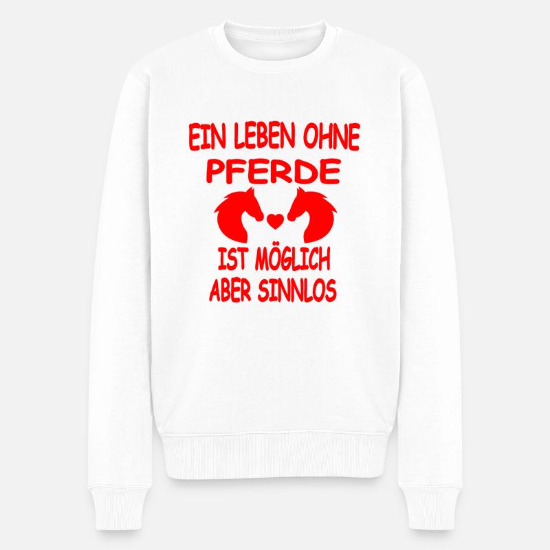Pferd - Männer Premium Bio Pullover - Weiß