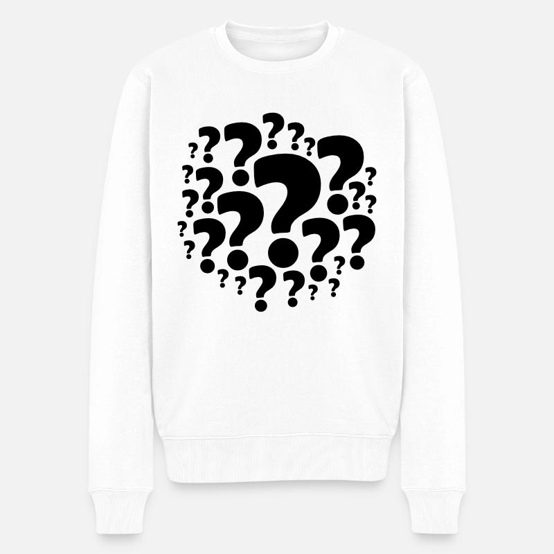 Viele Fragezeichen Symbole - Männer Premium Bio Pullover - Weiß