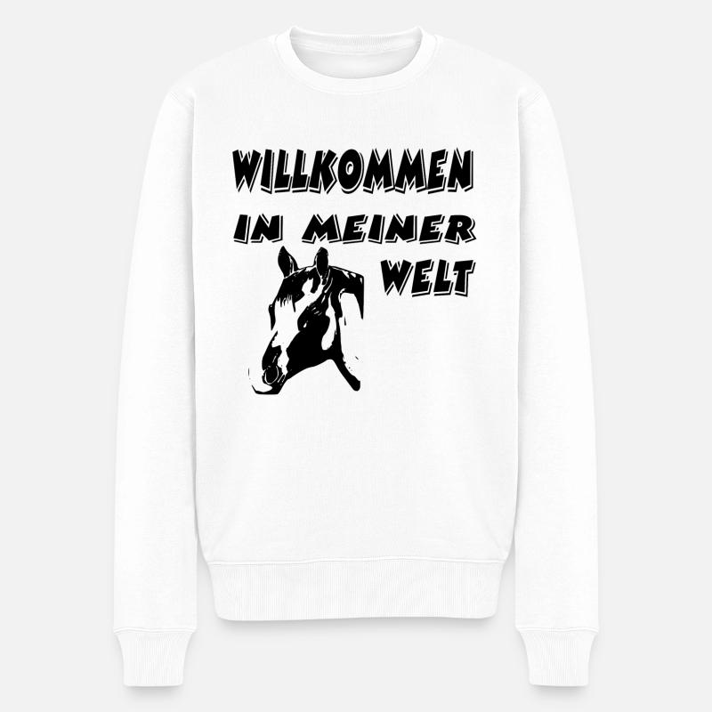 Pferd - Männer Premium Bio Pullover - Weiß