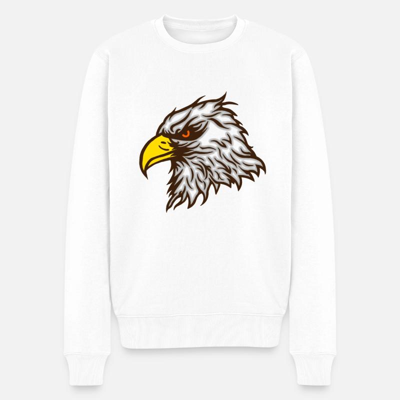 Cooler Weisskopfseeadler Adlerkopf farbig - Männer Premium Bio Pullover - Weiß