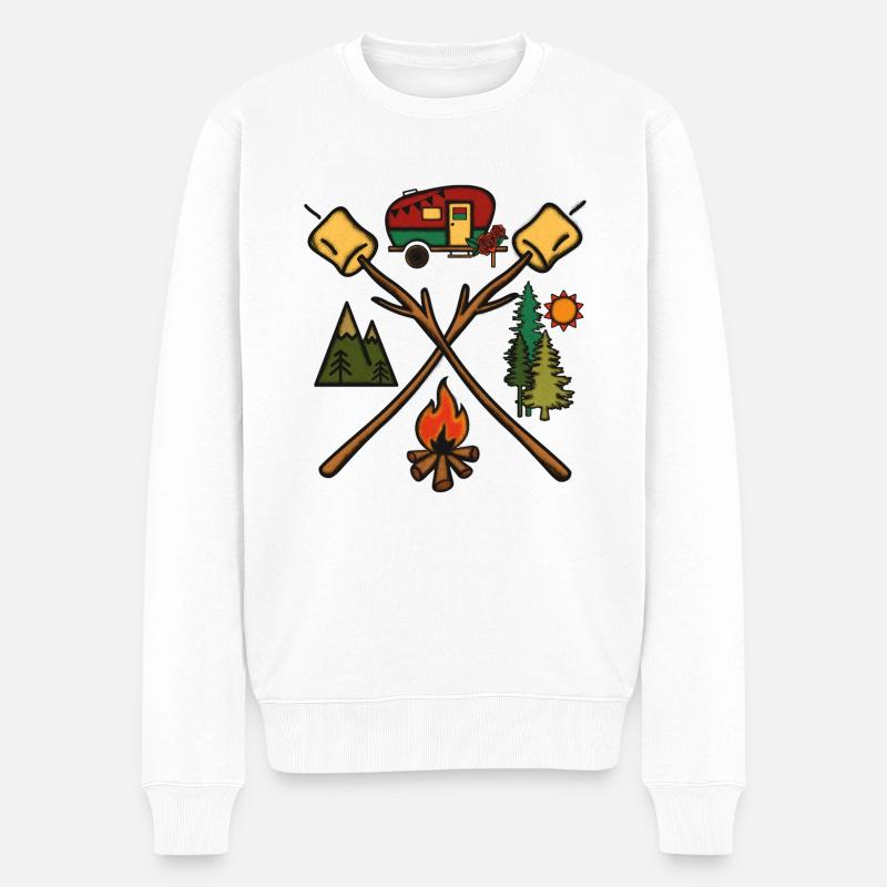 Campingleben - Männer Premium Bio Pullover - Weiß