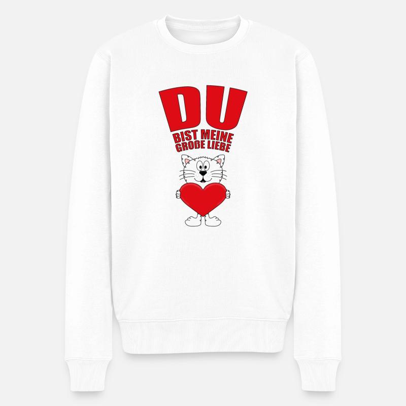 KATZE - CAT - DU BIST MEINE GROßE LIEBE - Männer Premium Bio Pullover - Weiß