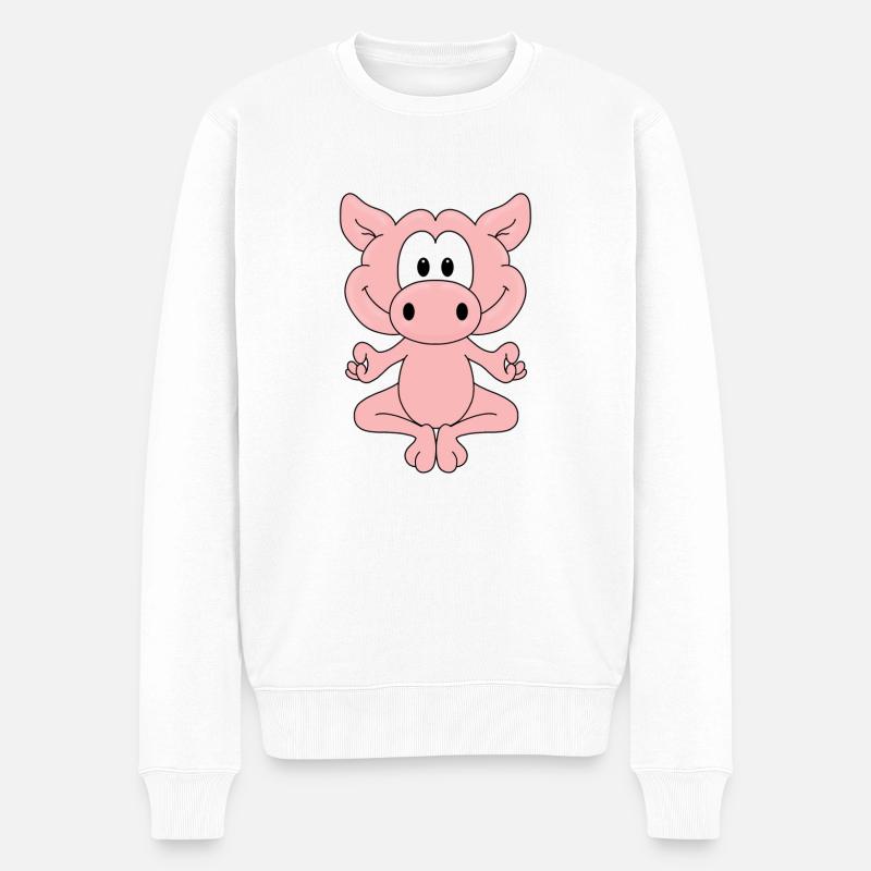 YOGA - PILATES - SCHWEIN - TIER - TIERISCH - Männer Premium Bio Pullover - Weiß