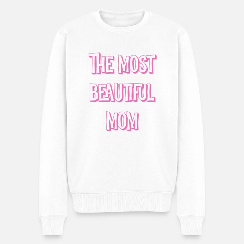 Most beautiful mom - Männer Premium Bio Pullover - Weiß