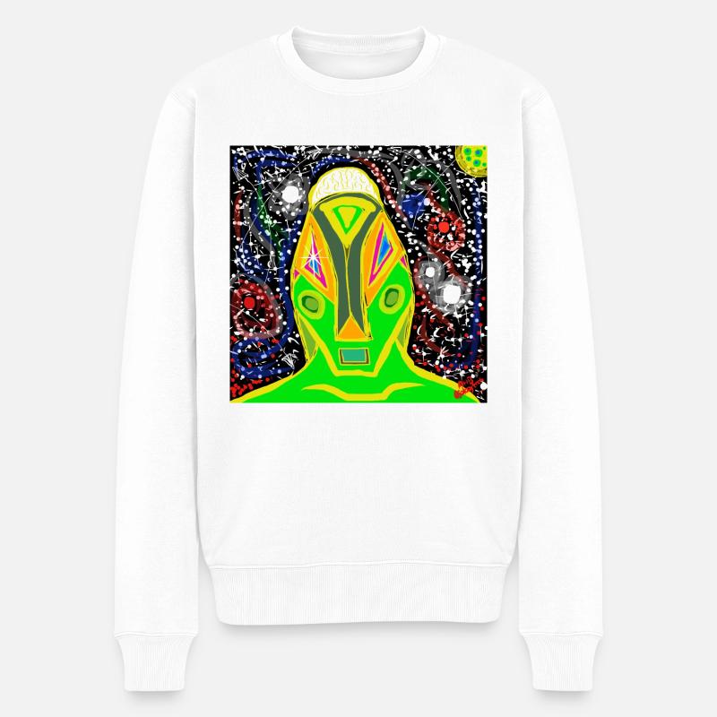 EXTRATERRESTRE AUX YEUX BLEUS - Pull Premium bio Homme - blanc