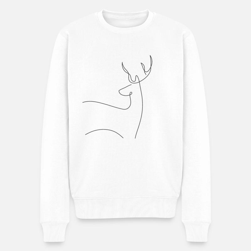 Hirsch - Männer Premium Bio Pullover - Weiß