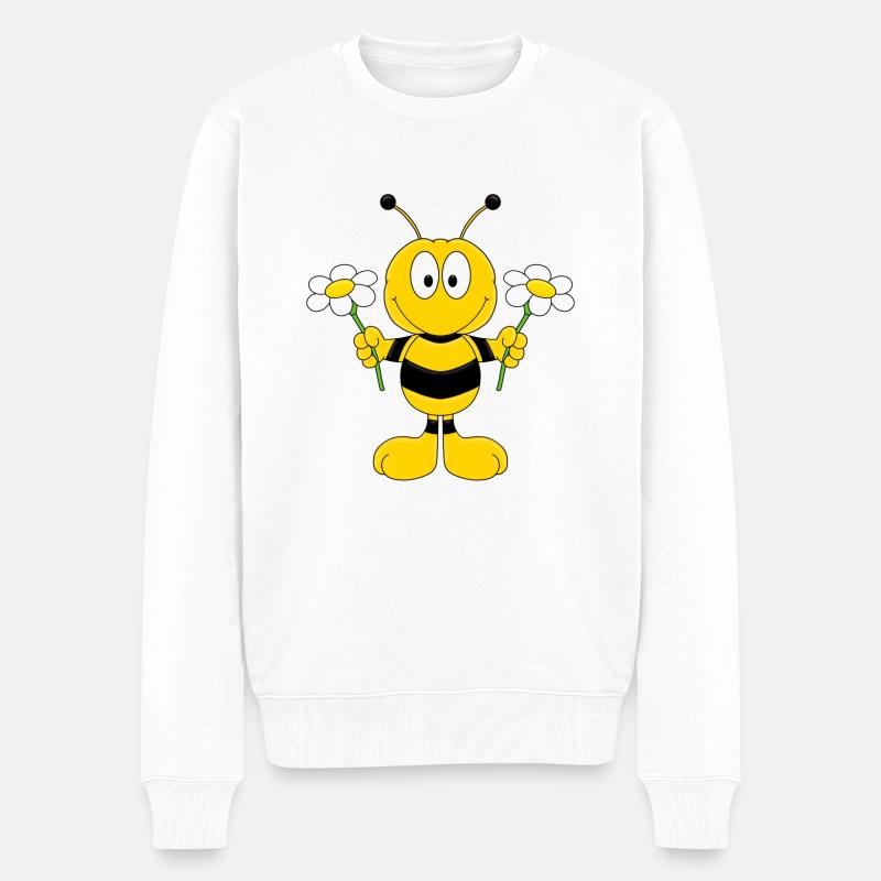 BIENE - BLUMEN - BLÜMCHEN - TIER - KIND - BABY - Männer Premium Bio Pullover - Weiß