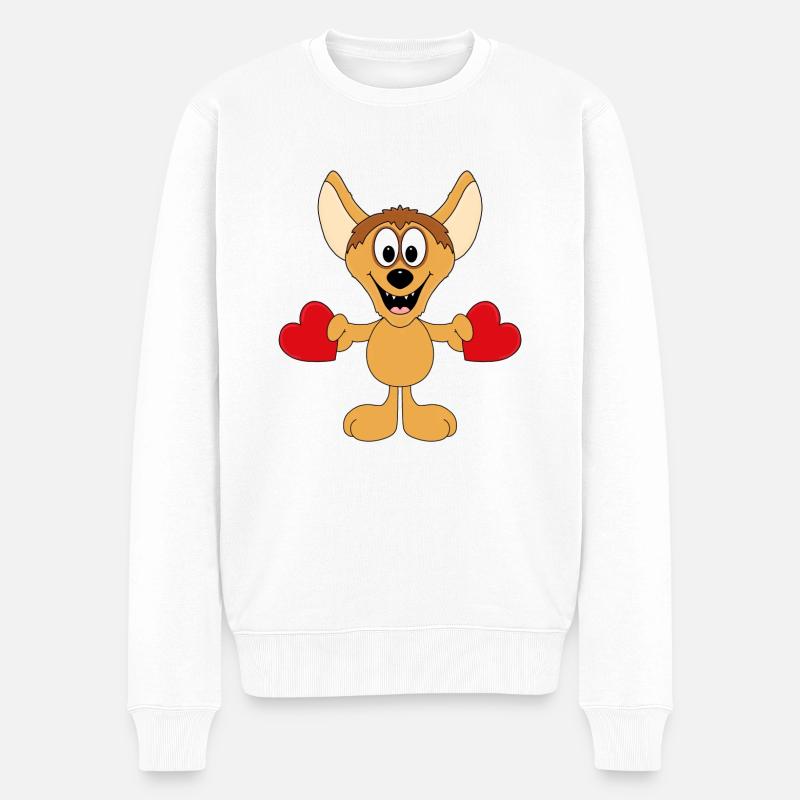 HYÄNE - LIEBE - TIER - KIND - BABY - Männer Premium Bio Pullover - Weiß