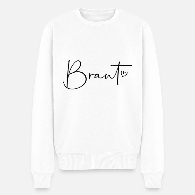Braut Herz - Männer Premium Bio Pullover - Weiß