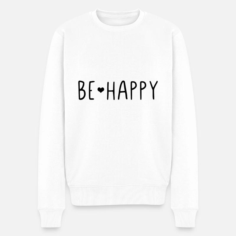 Be Happy - Männer Premium Bio Pullover - Weiß