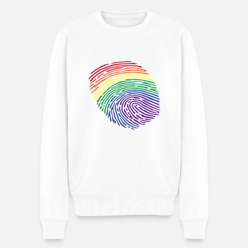 LGBTQ Fingerabdruck - Männer Premium Bio Pullover - Weiß