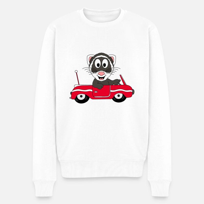 FRETTCHEN - AUTO - AUTOFAHRER - TIER - FUN - Männer Premium Bio Pullover - Weiß