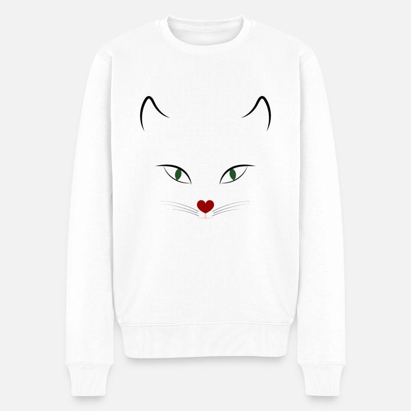 Katze - Männer Premium Bio Pullover - Weiß