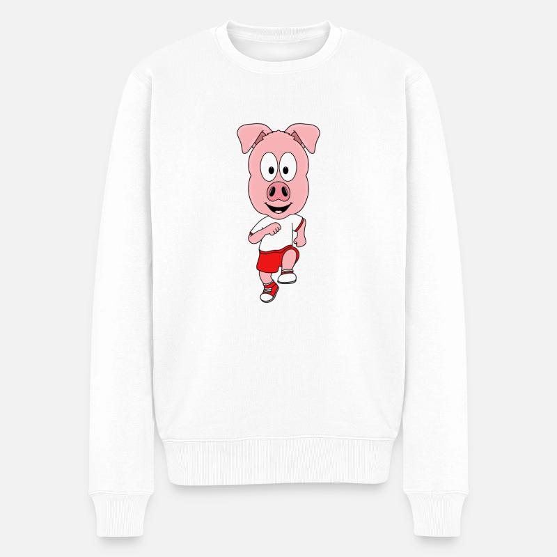 SCHWEIN - LAUFEN - JOGGEN - SPORT - MARATHON - Männer Premium Bio Pullover - Weiß