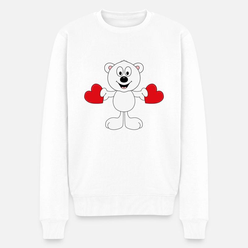 EISBÄR - LIEBE - LOVE - TIER - KINDER - BABY - Männer Premium Bio Pullover - Weiß