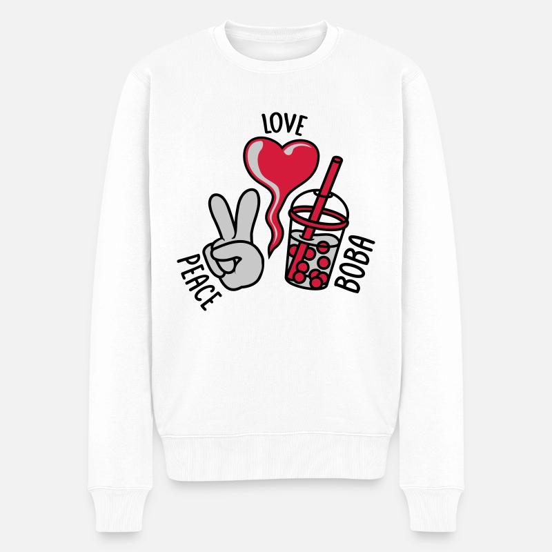 Devise Paix Amour Boba - Pull Premium bio Homme - blanc