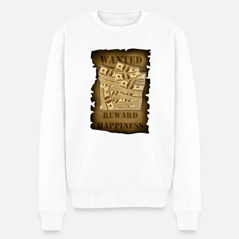 Govos Wanted Dollar - Männer Premium Bio Pullover - Weiß