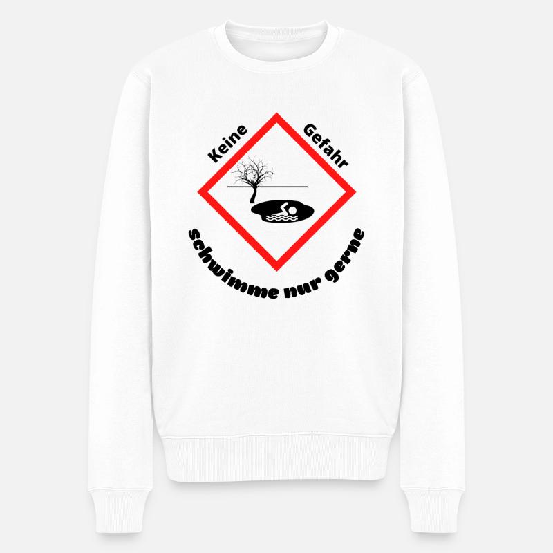 Achtung Schwimmer - Männer Premium Bio Pullover - Weiß